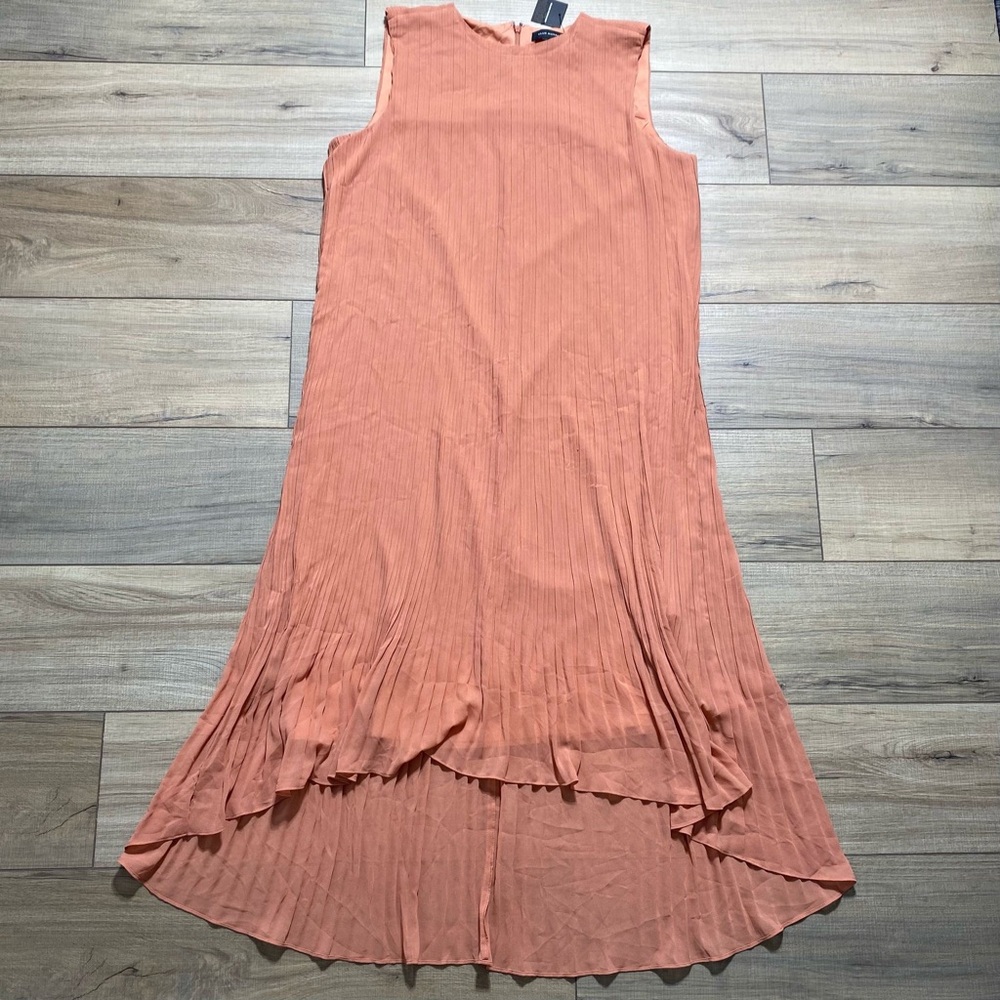 Club Monaco Womens Pleated High Low Dress Size 12 Peach Lined Sleeveless